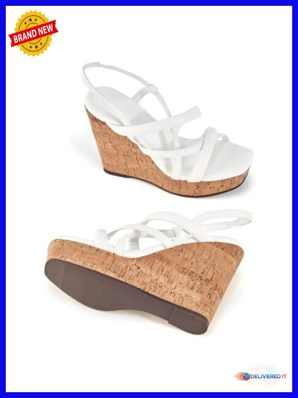 Wedge Platform Sandals Cork Espadrilles Slingback Heels Summer Shoes
